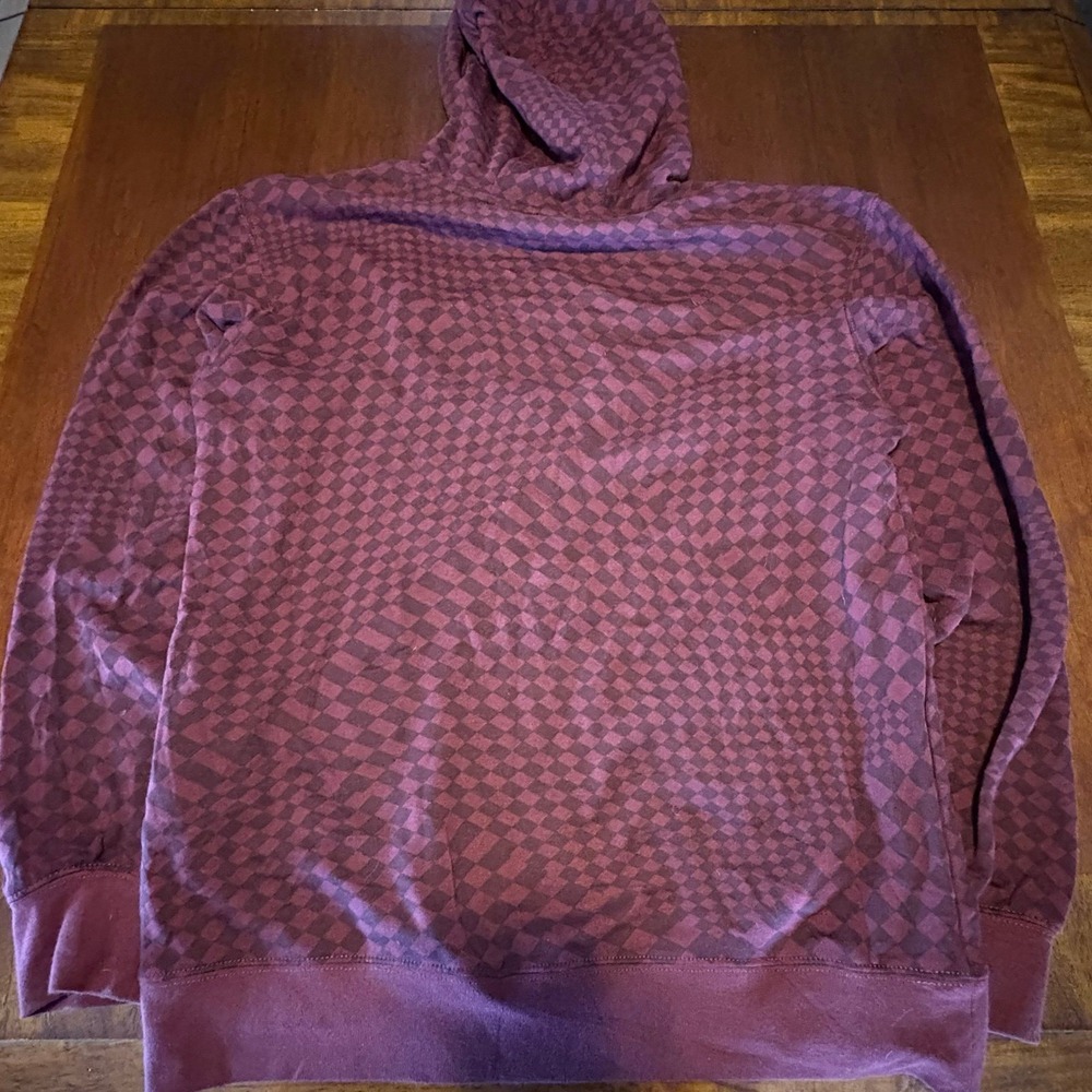Airwalk Checkered Hoodie Burgundy Skate Streetwear Pullover - Picture 4 of 5